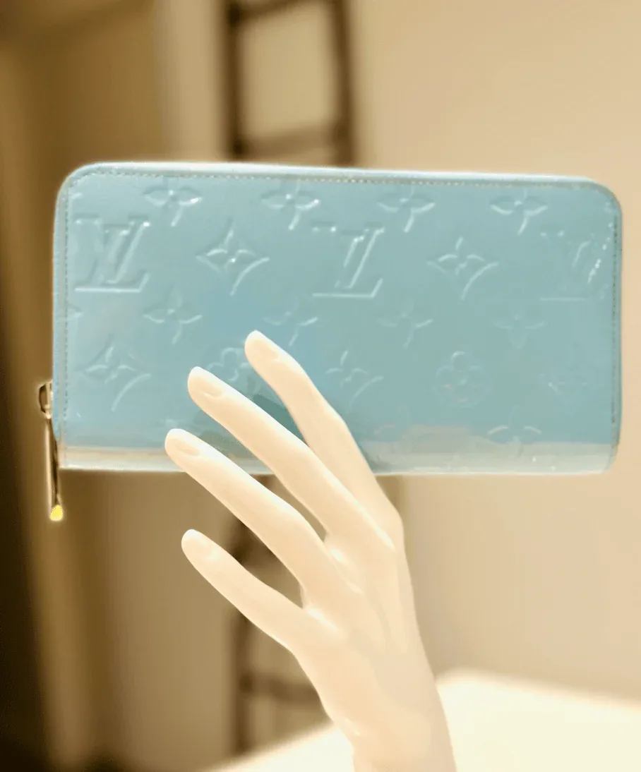 Sky Blue Monogram Vernis Zip Around Lollipop Wallet — image 5