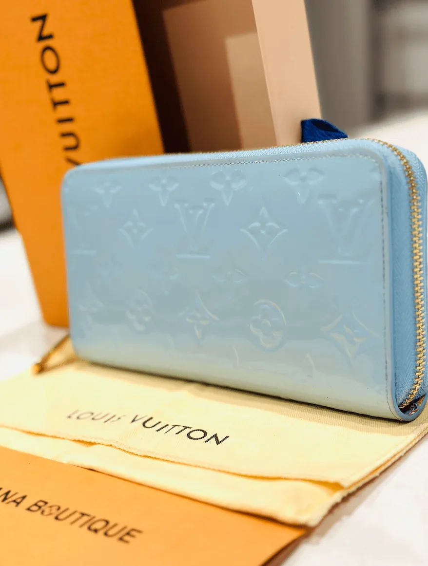Sky Blue Monogram Vernis Zip Around Lollipop Wallet — image 6