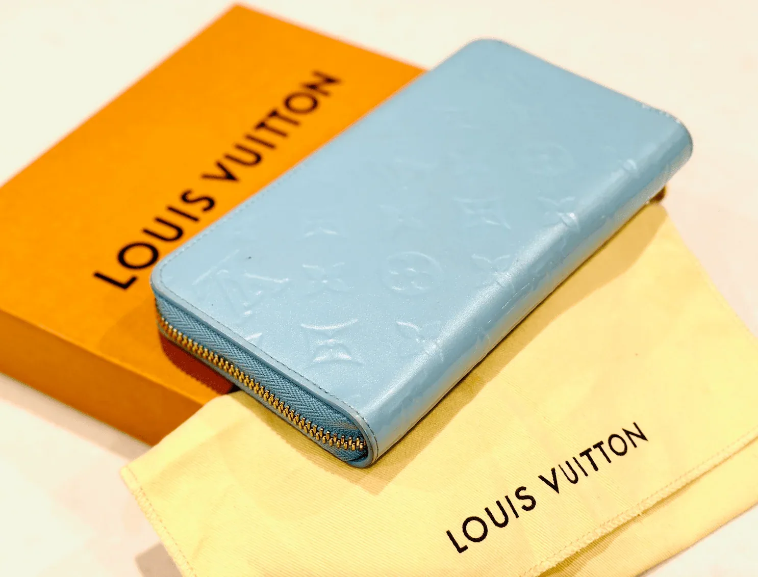 Sky Blue Monogram Vernis Zip Around Lollipop Wallet — image 7