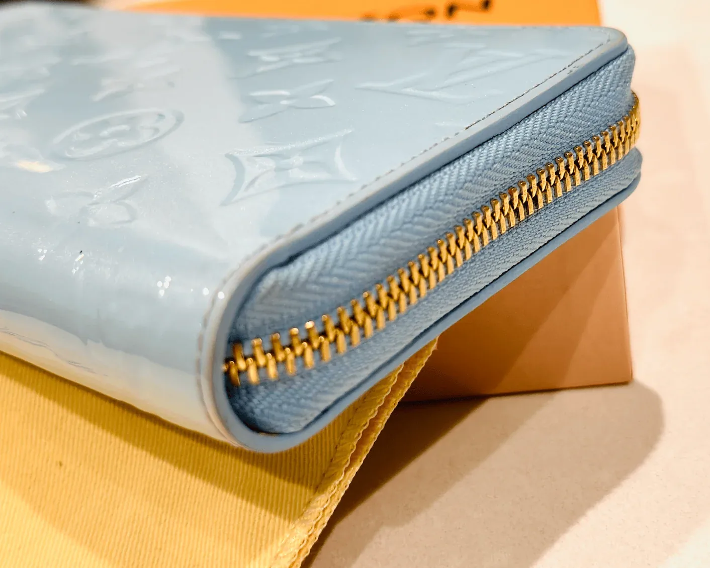 Sky Blue Monogram Vernis Zip Around Lollipop Wallet — image 9
