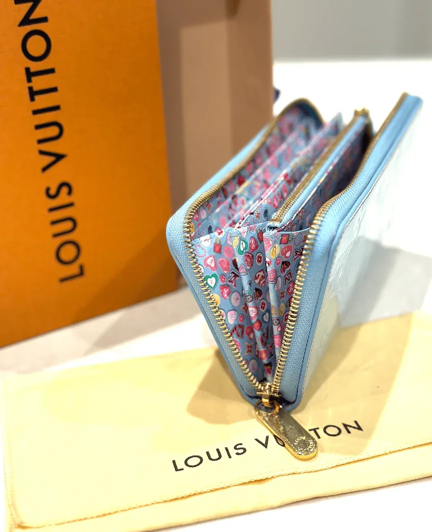 Sky Blue Monogram Vernis Zip Around Lollipop Wallet — image 10