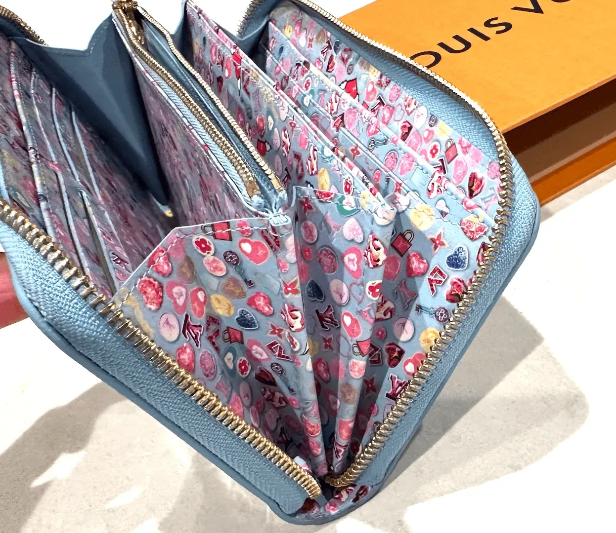 Sky Blue Monogram Vernis Zip Around Lollipop Wallet — image 11