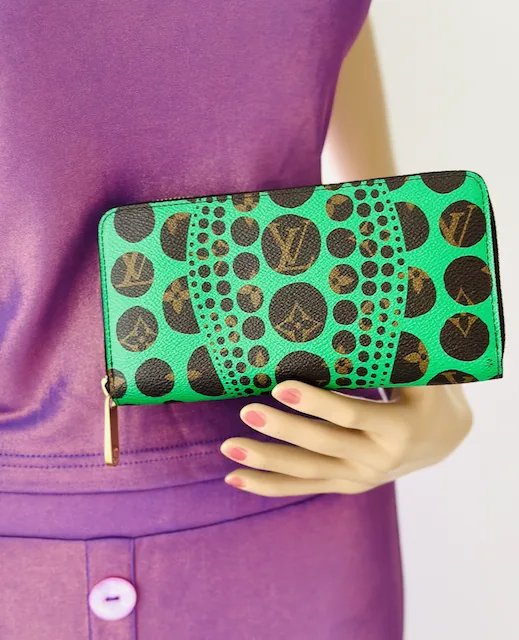 Monogram Yayoi Kusama Green Zippy Wallet Organizer