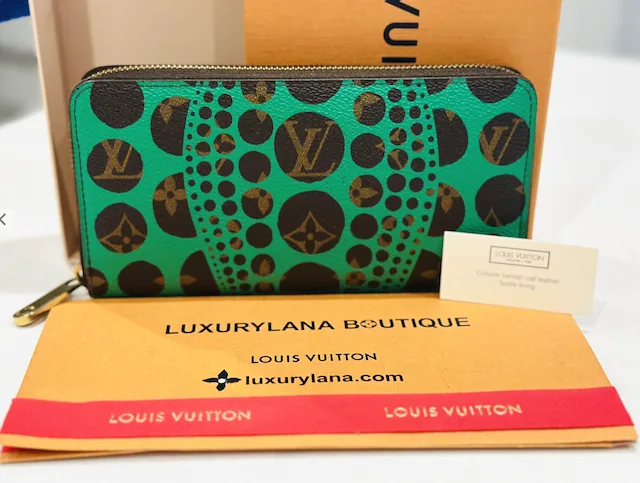 Monogram Yayoi Kusama Green Zippy Wallet Organizer — image 4