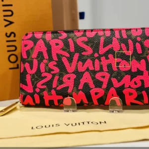 Neon Pink Fuchsia Graffiti Monogram Zippy Wallet