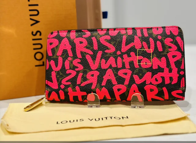 Neon Pink Fuchsia Graffiti Monogram Zippy Wallet
