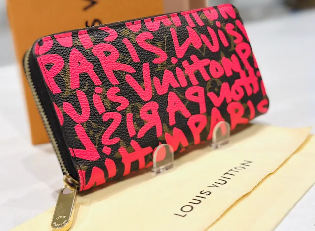 Neon Pink Fuchsia Graffiti Monogram Zippy Wallet — image 2