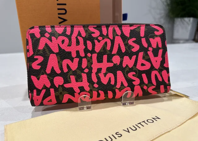 Neon Pink Fuchsia Graffiti Monogram Zippy Wallet — image 3