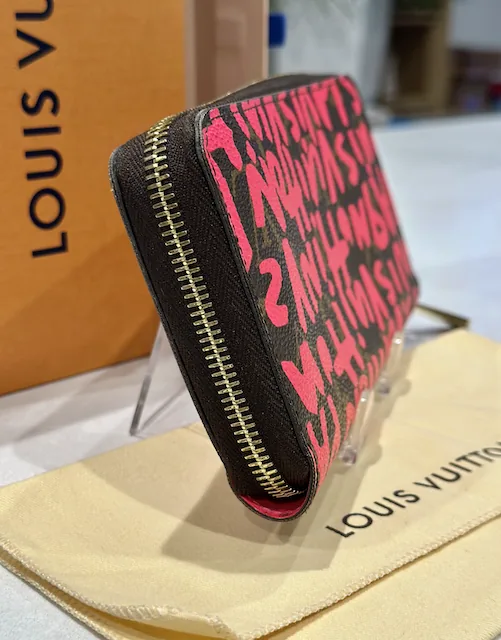 Neon Pink Fuchsia Graffiti Monogram Zippy Wallet — image 4