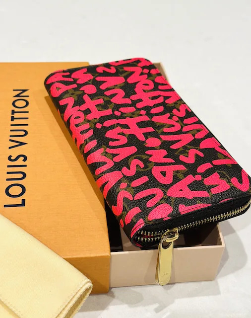 Neon Pink Fuchsia Graffiti Monogram Zippy Wallet — image 7