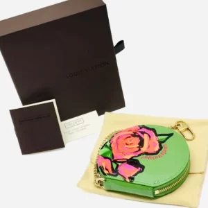 Stephen Sprouse Green Chapeau Roses Coin Pouch