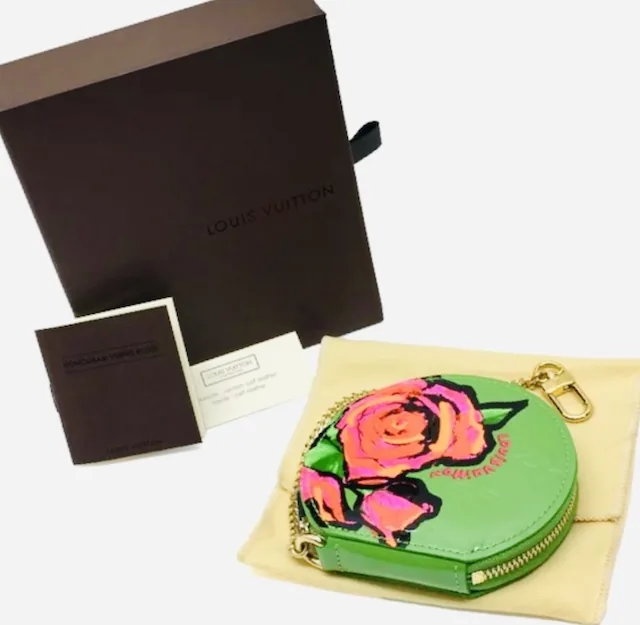Stephen Sprouse Green Chapeau Roses Coin Pouch