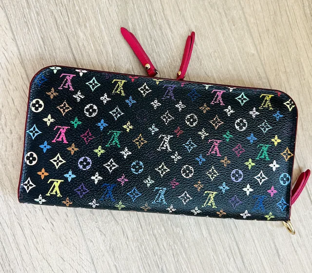 Takashi Murakami Black Multicolor Insolite Wallet/Hot Pink Leather Interior