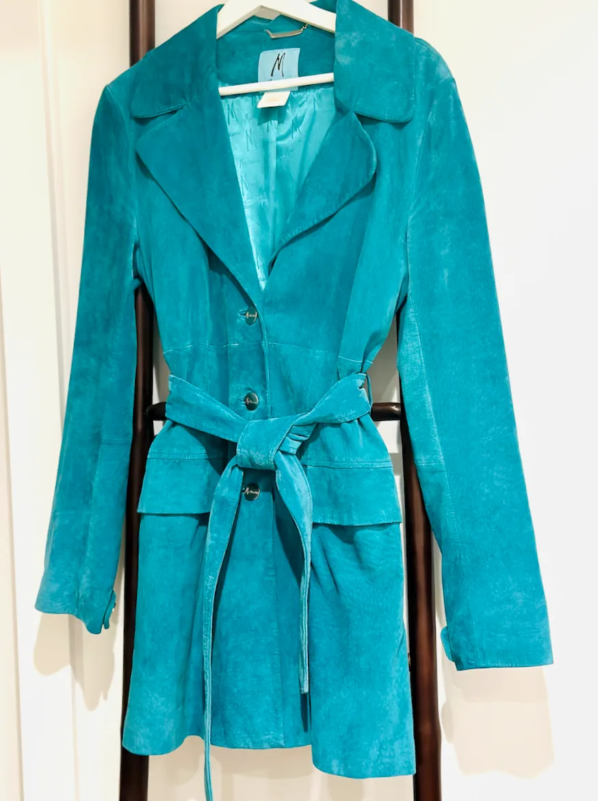 Marciano Turquoise Suede Coat Size L