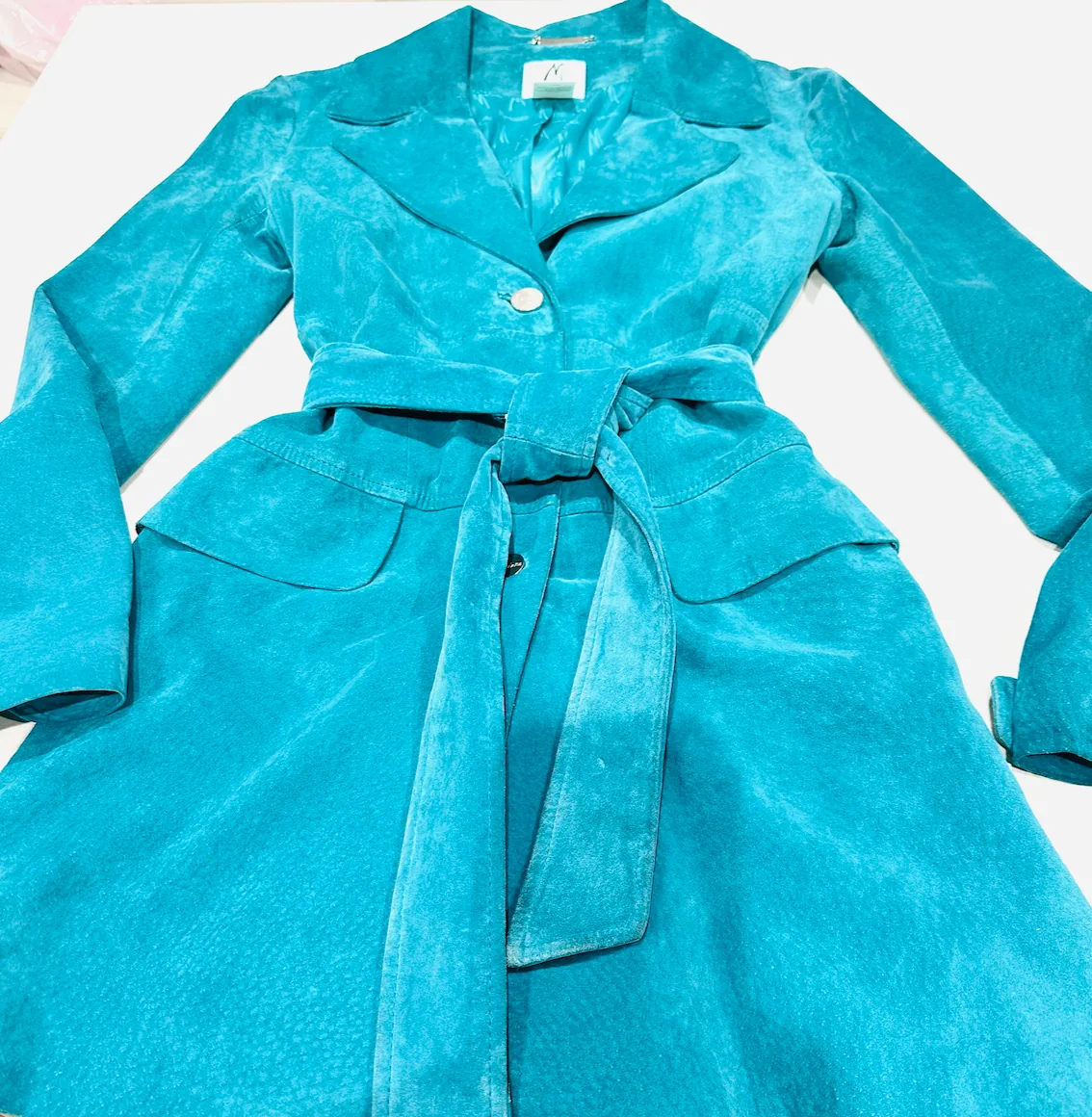 Marciano Turquoise Suede Coat Size L — image 2