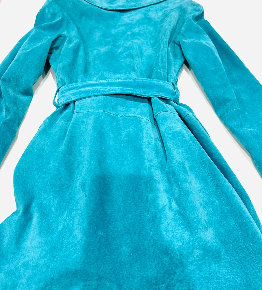 Marciano Turquoise Suede Coat Size L — image 3