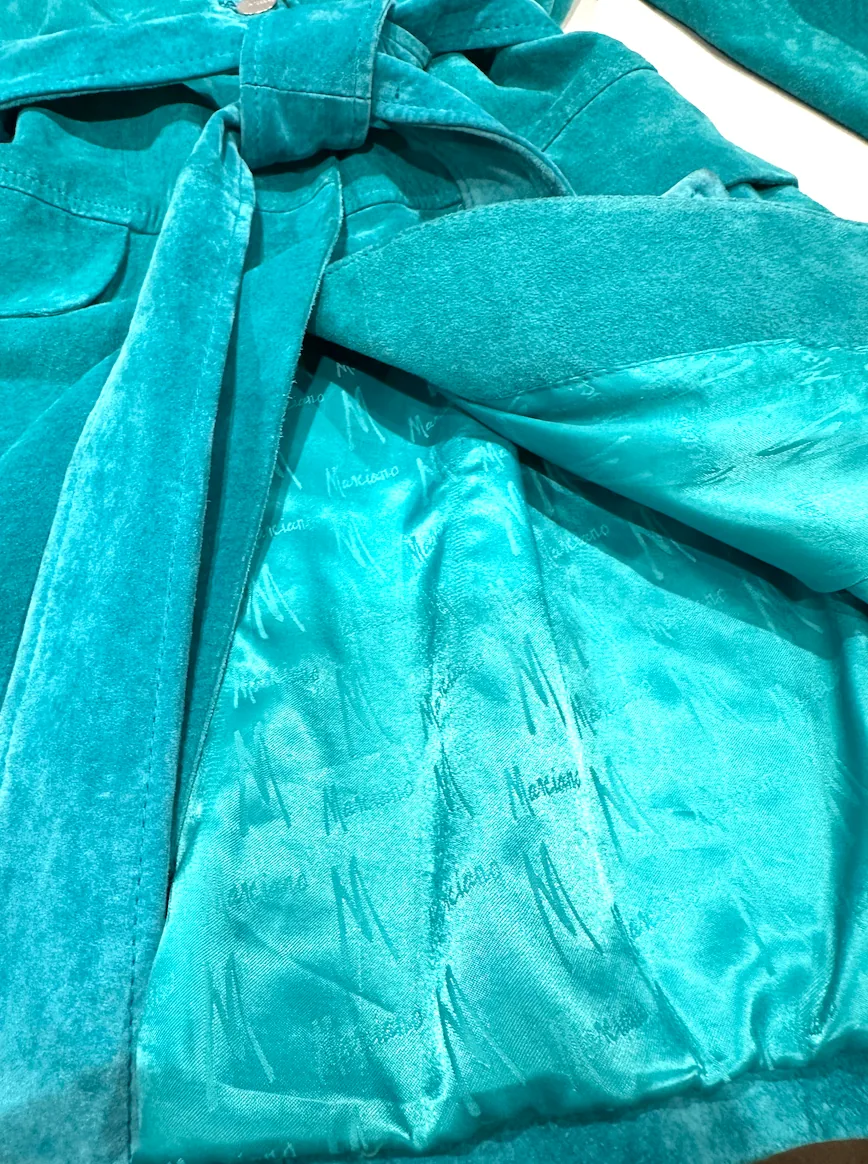 Marciano Turquoise Suede Coat Size L — image 4