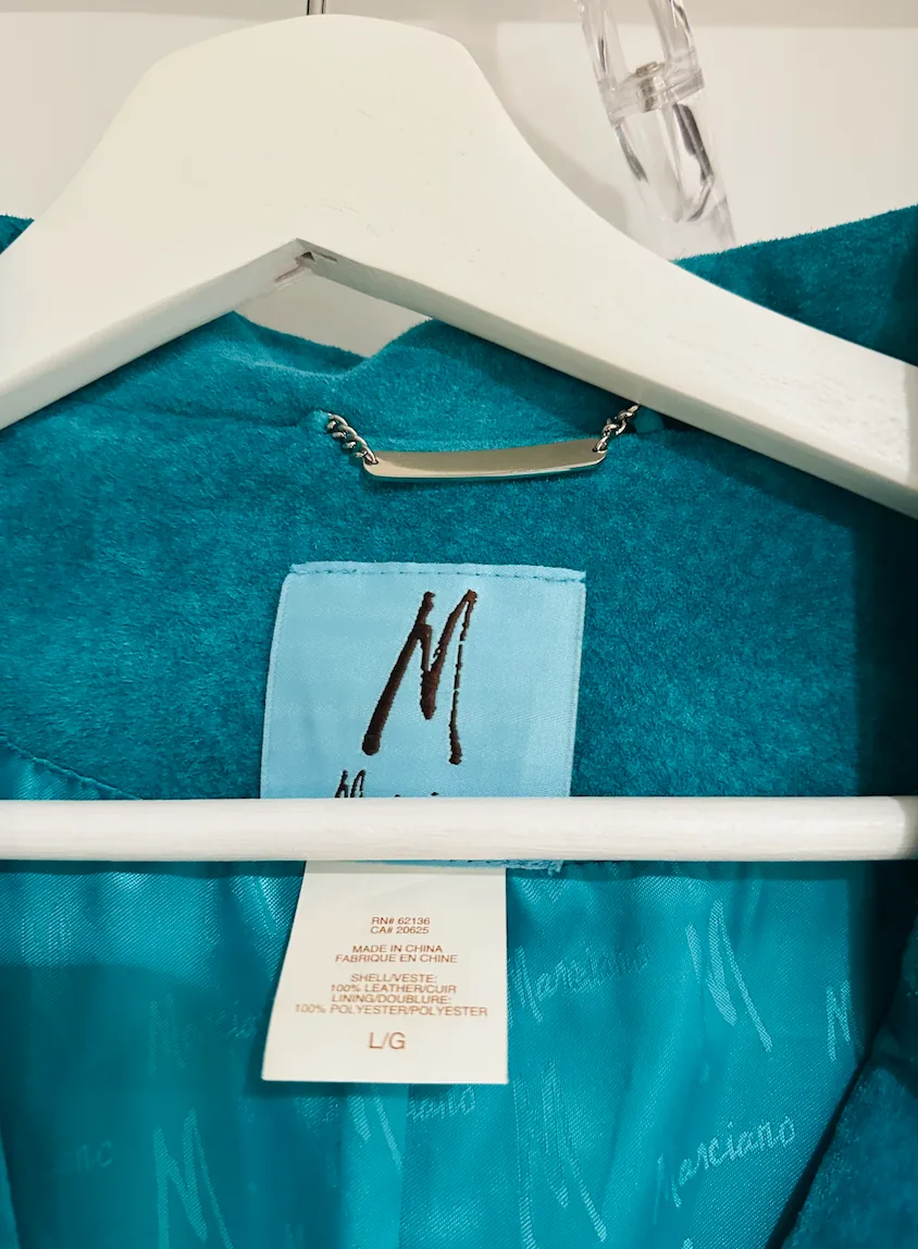 Marciano Turquoise Suede Coat Size L — image 5