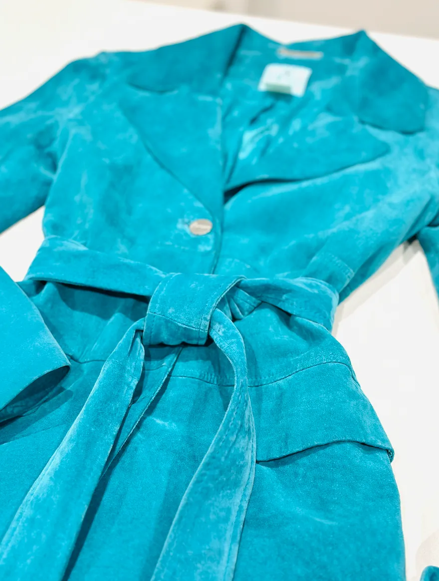 Marciano Turquoise Suede Coat Size L — image 7