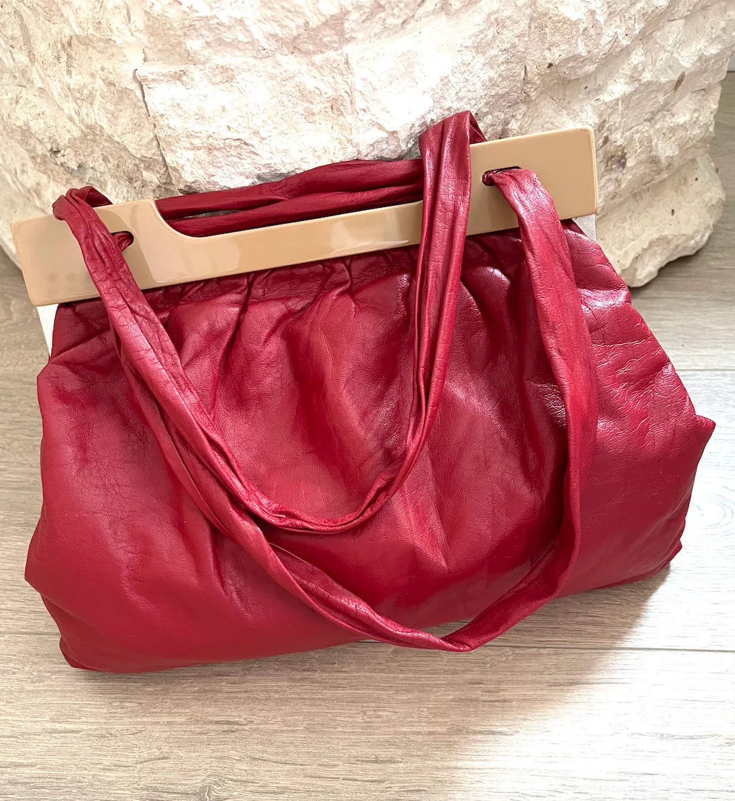 Marni Soft Red Leather Acrylic Acetate Trim Shoulder Bag — image 5