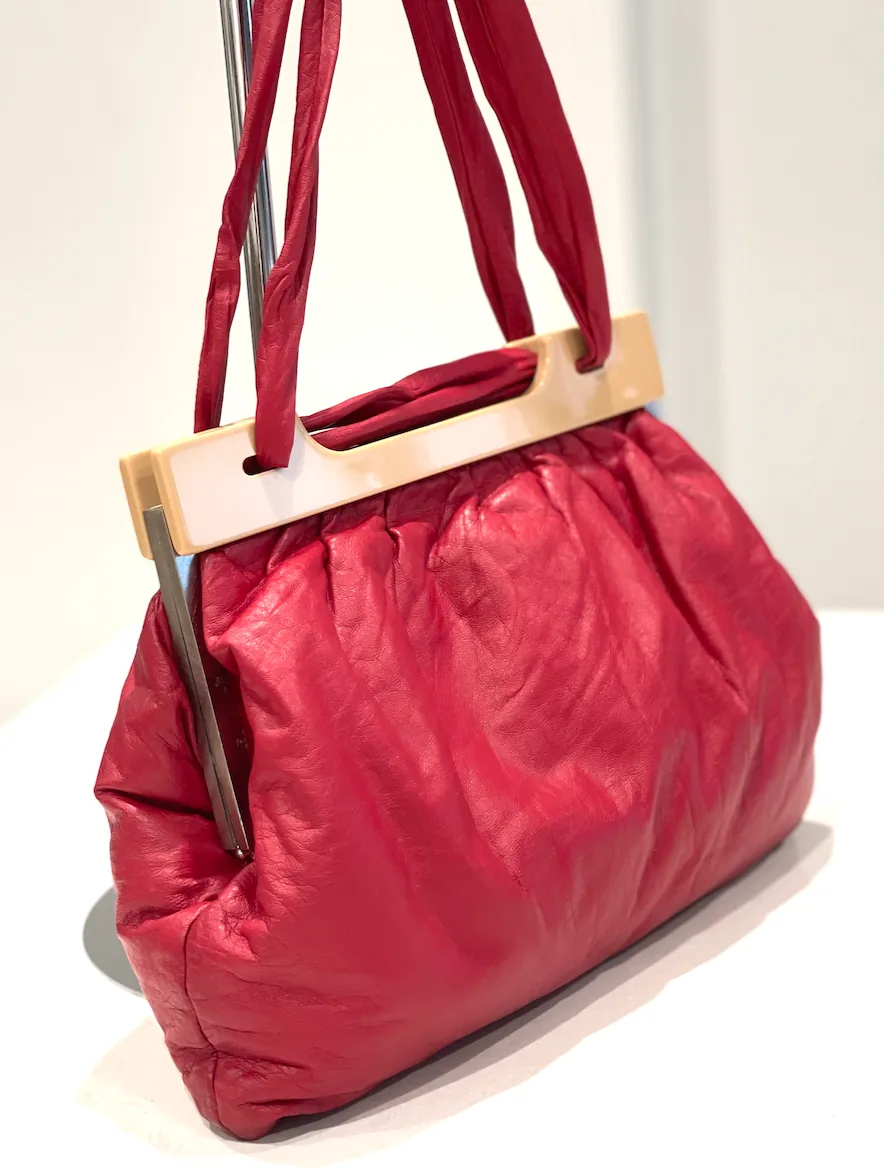 Marni Soft Red Leather Acrylic Acetate Trim Shoulder Bag — image 6