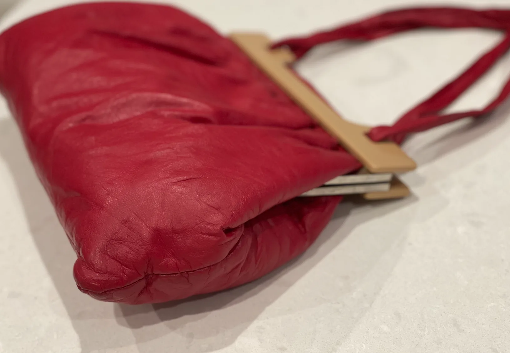 Marni Soft Red Leather Acrylic Acetate Trim Shoulder Bag — image 9