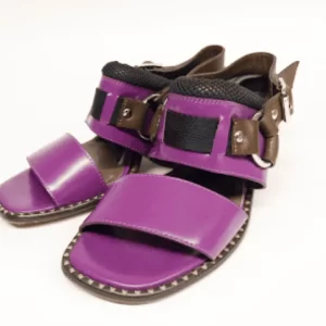Gorgeous Marni Purple Leather Block Heels Strap Slingback Sandals Sz.36.5