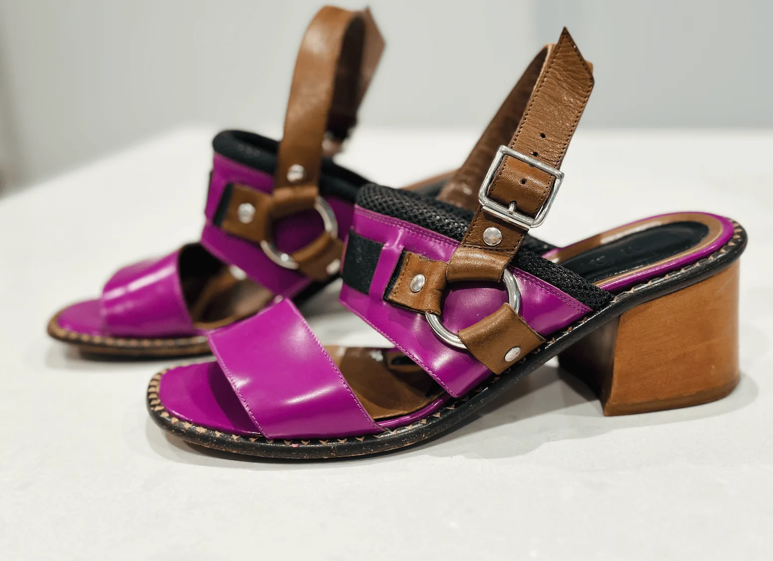 Gorgeous Marni Purple Leather Block Heels Strap Slingback Sandals Sz.36.5 — image 3