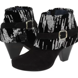Martina Black Glitter Suede Ankle Boots/Size 37