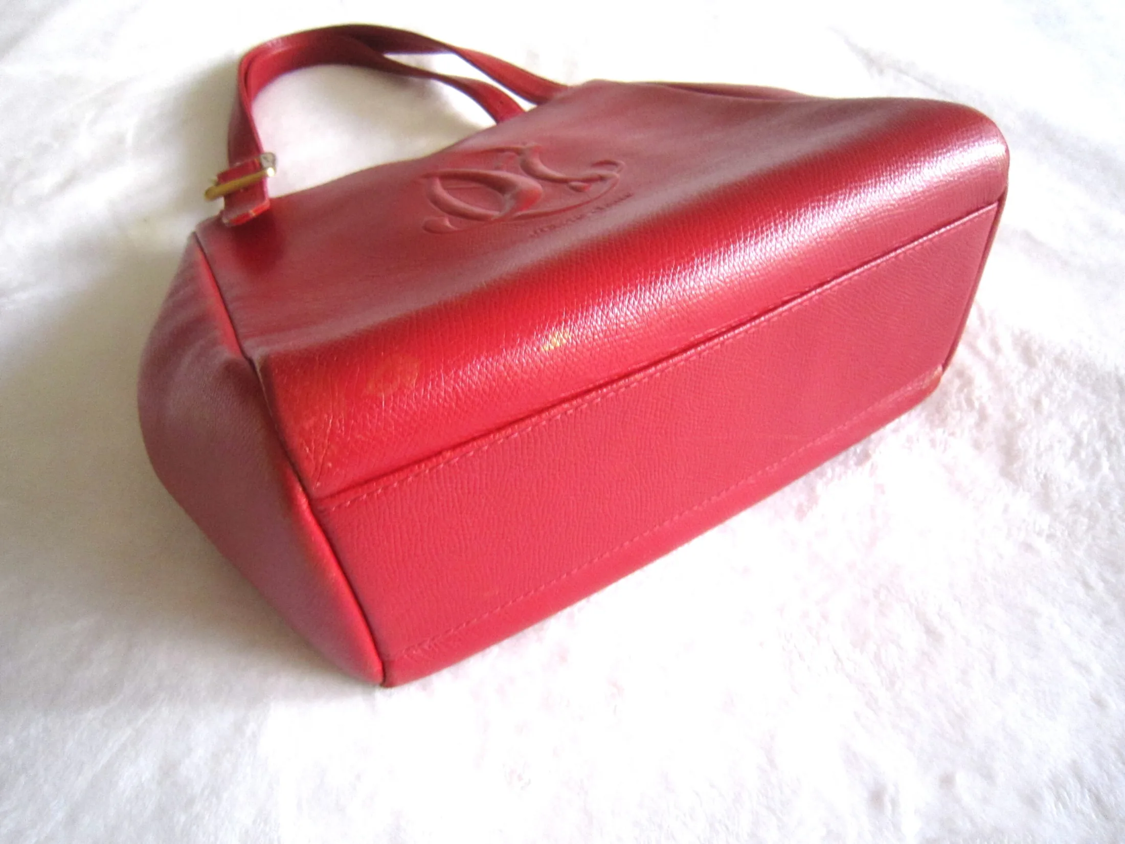 Marie Claire Vintage Red Leather Tote Bag — image 4