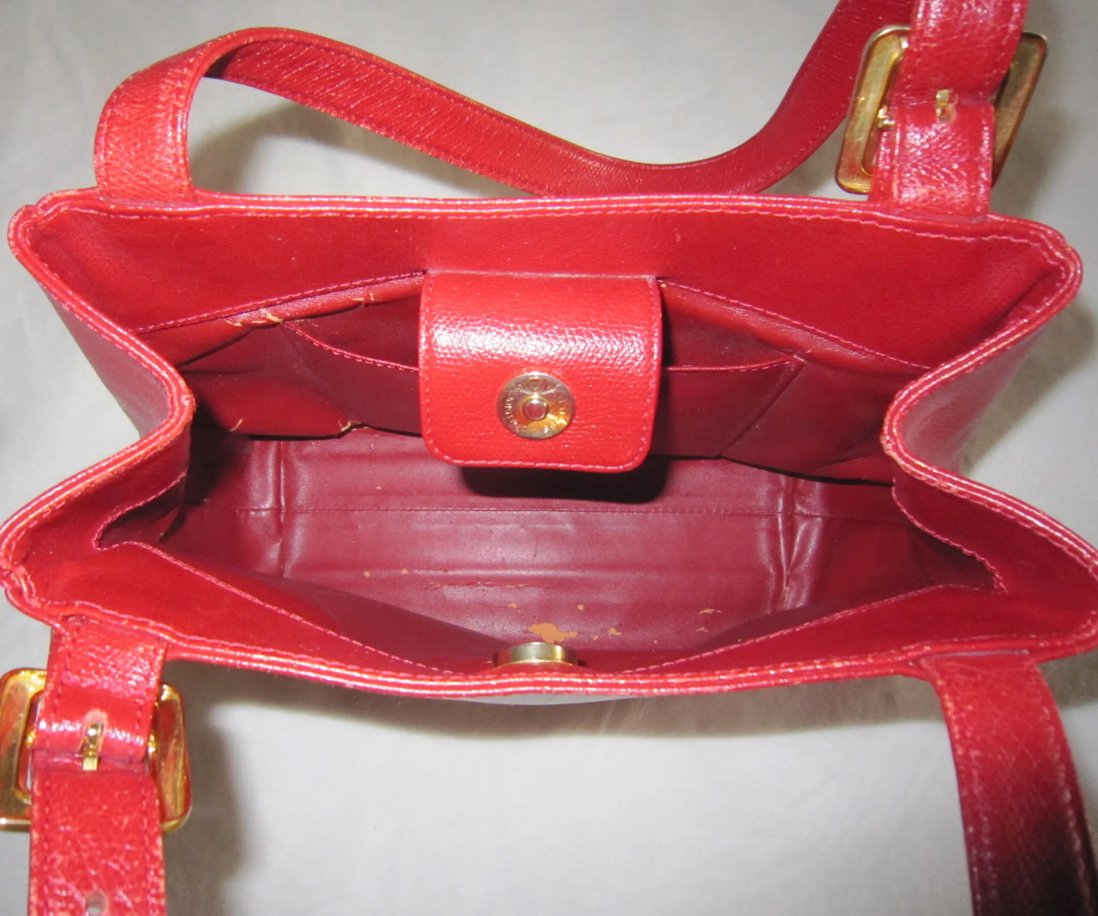 Marie Claire Vintage Red Leather Tote Bag — image 6