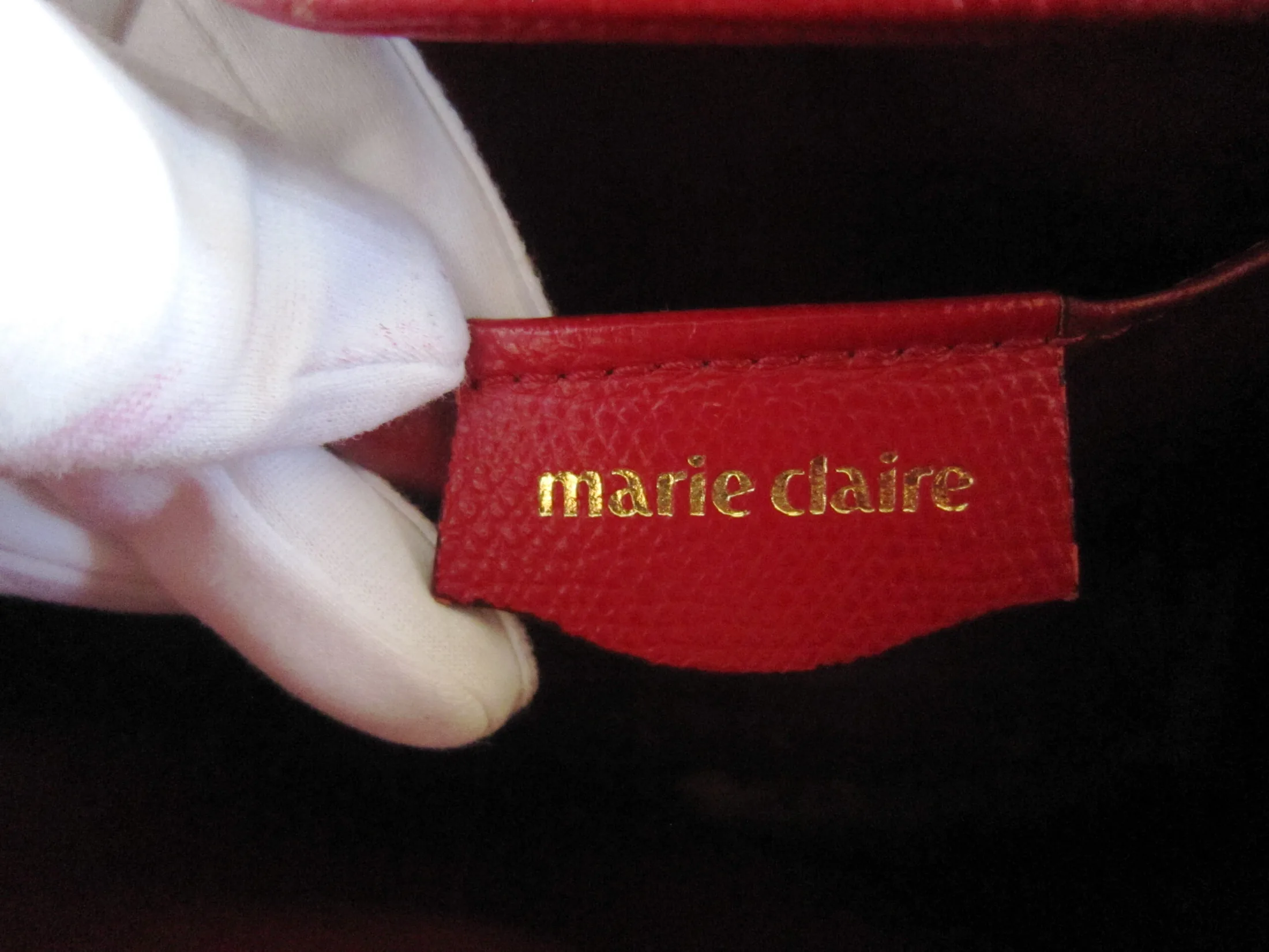 Marie Claire Vintage Red Leather Tote Bag — image 7