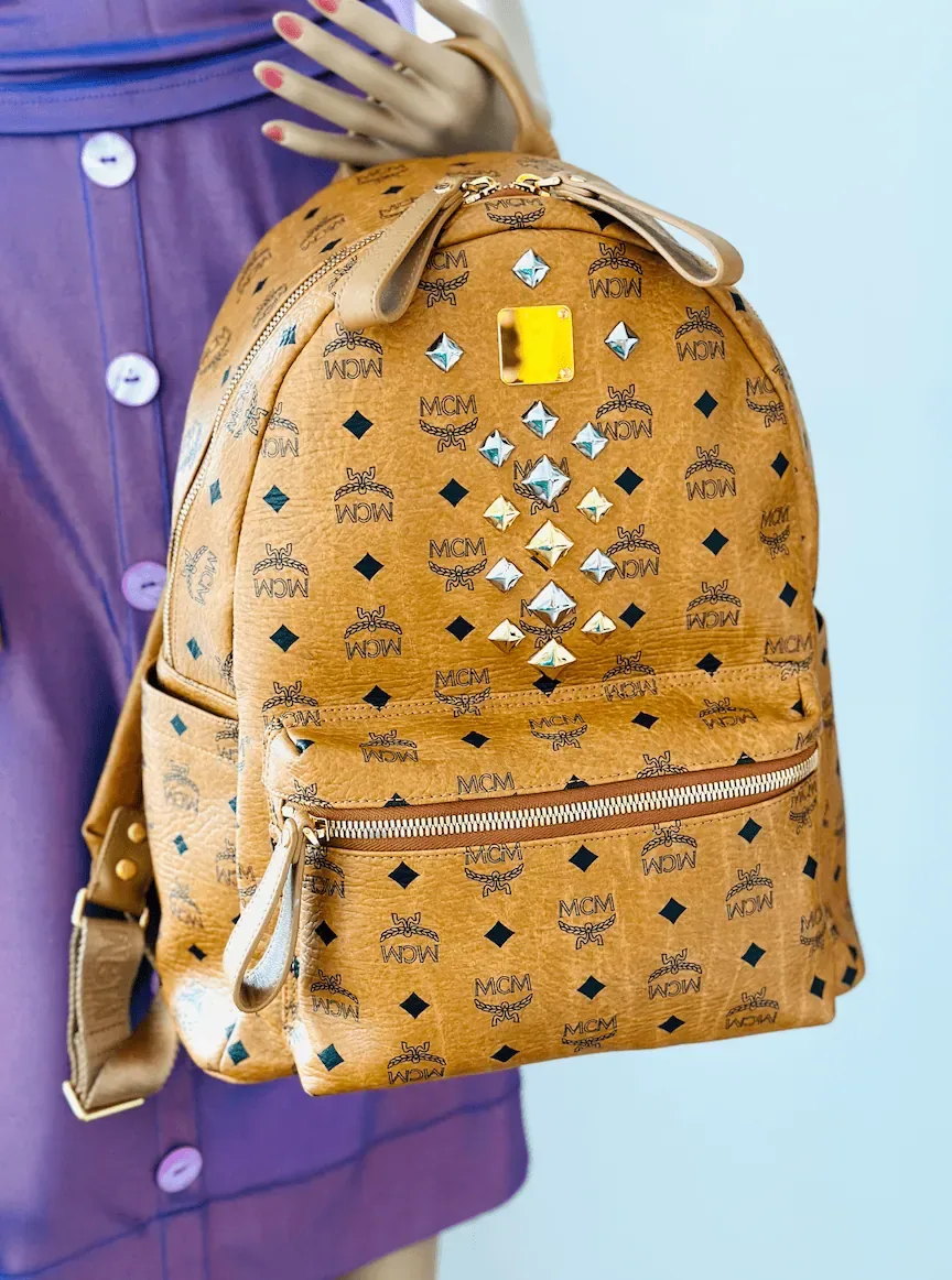 MCM Cognac Visetos Leather Large Front Studs Stark Backpack — image 3