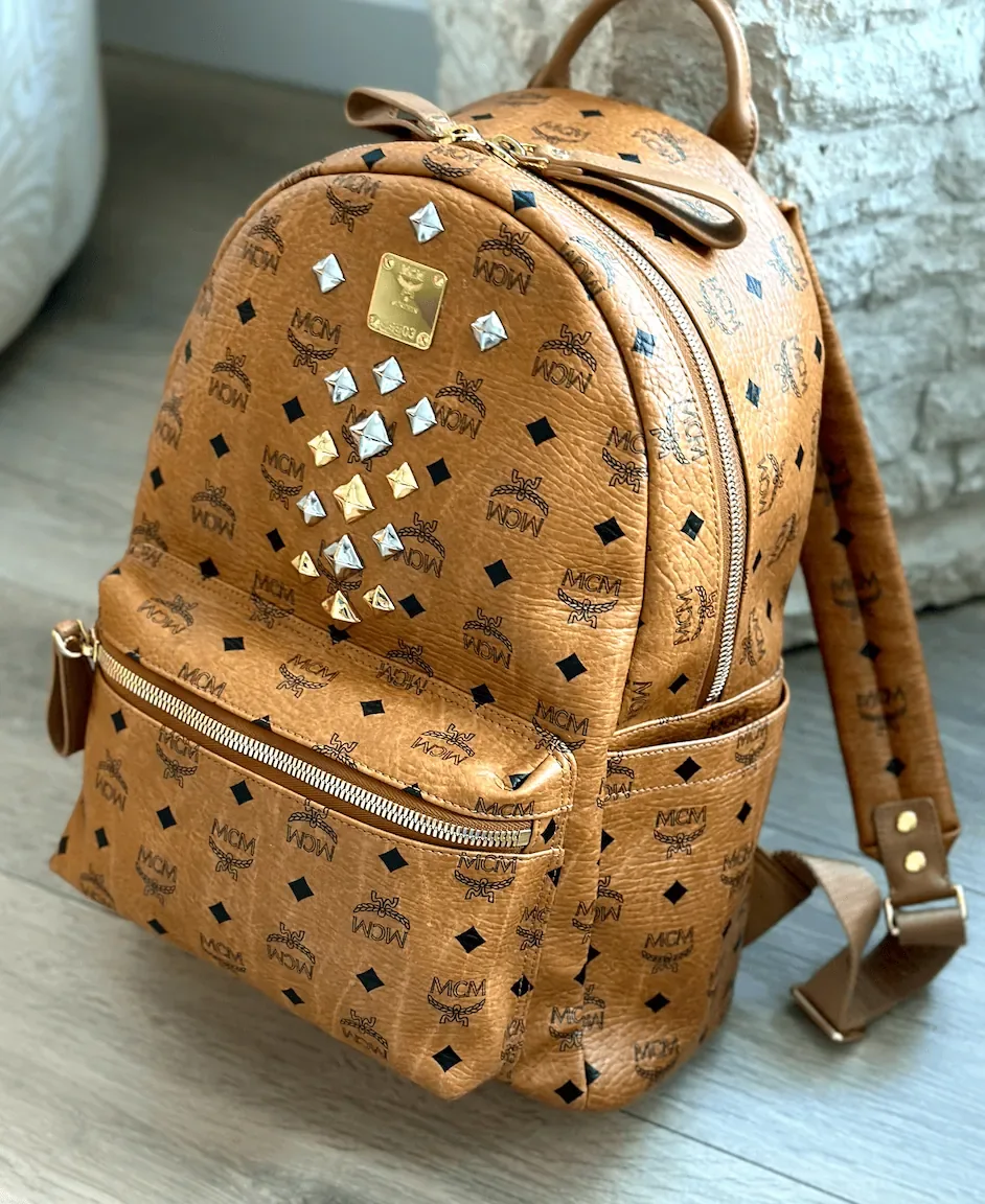 MCM Cognac Visetos Leather Large Front Studs Stark Backpack — image 4