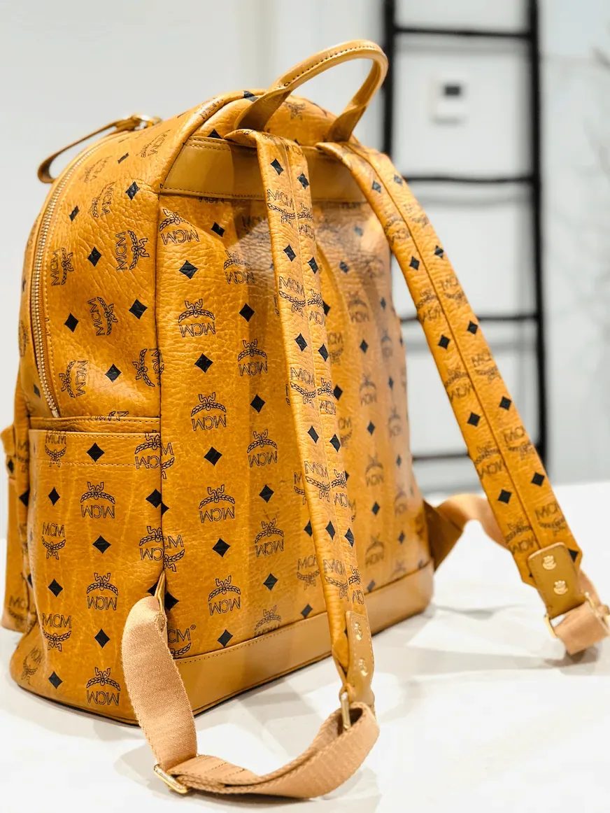 MCM Cognac Visetos Leather Large Front Studs Stark Backpack — image 7