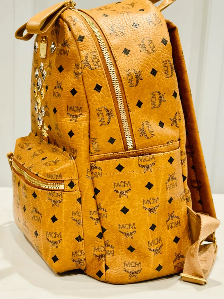 MCM Cognac Visetos Leather Large Front Studs Stark Backpack — image 9