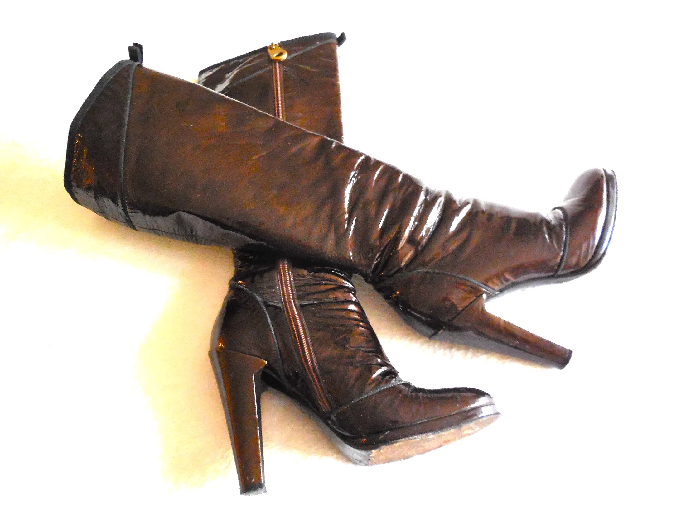 Marc by Marc Jacobs Brown Patent Leather Knee-High Boots /Size 36.5