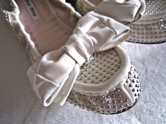 Miu Miu Ivory Leather Ballet Bow Flats /Size 35 — image 2