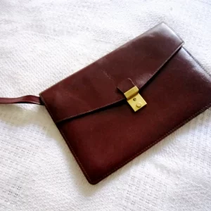 Burgundy Leather Wristlet