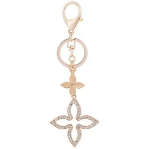 Fashion Rhinestone Flower Bag Charm Keychain Holder Accessories