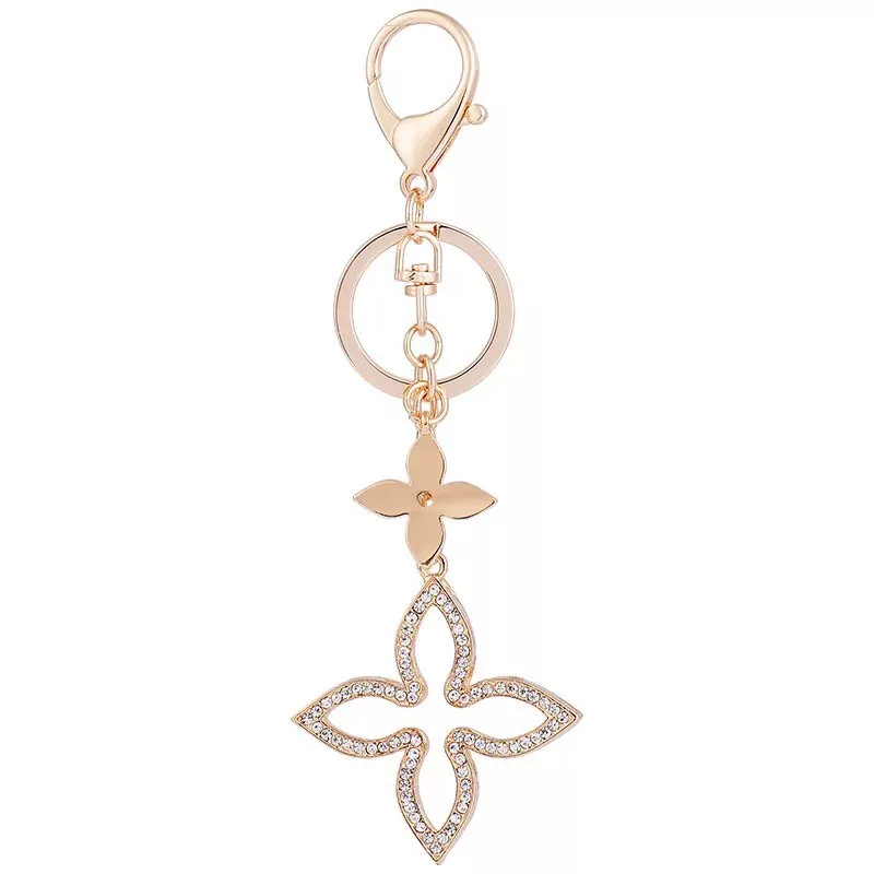 Fashion Rhinestone Flower Bag Charm Keychain Holder Accessories