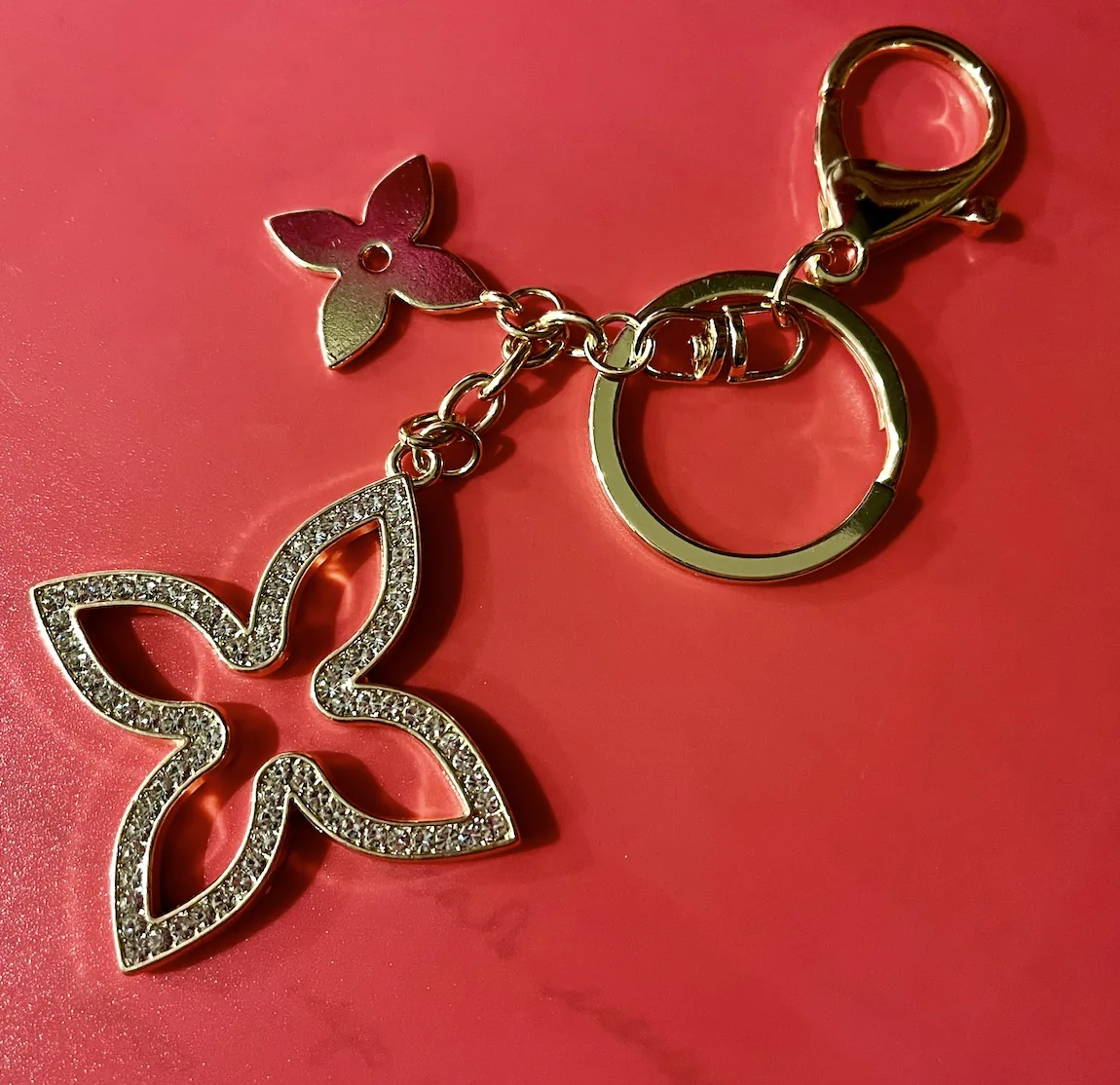 Fashion Rhinestone Flower Bag Charm Keychain Holder Accessories — image 2