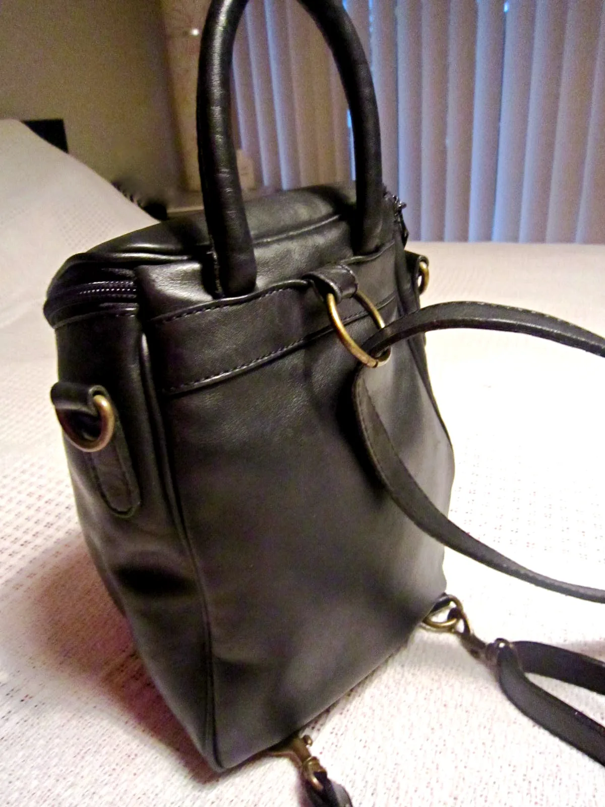 Genuine Black Cowhide Leather Zip-Top Backpack — image 2