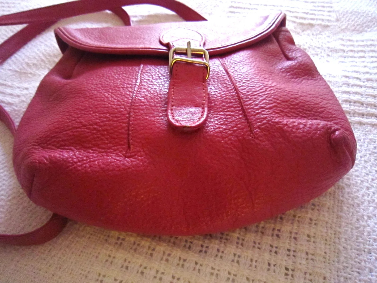 Genuine Leather Fuchsia Crossbody — image 3