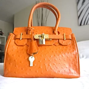 Orange Genuine Leather Satchel