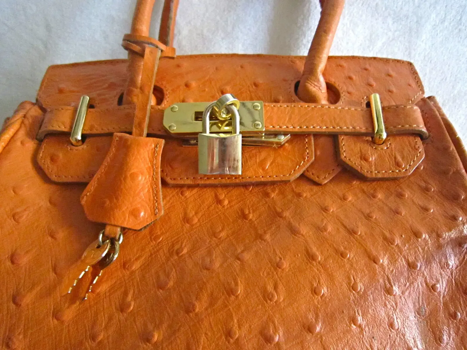 Orange Genuine Leather Satchel — image 3