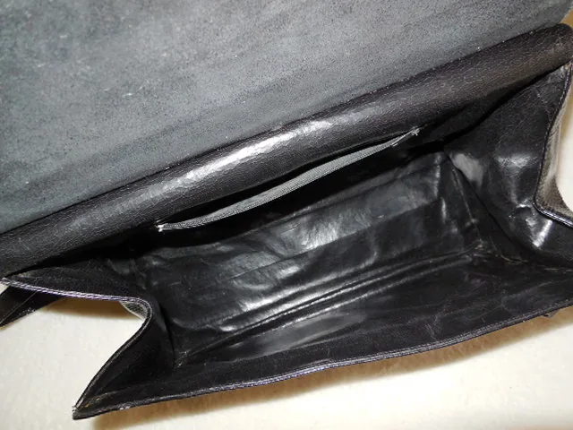 Vintage Black Snakeskin Leather Satchel Bag — image 8