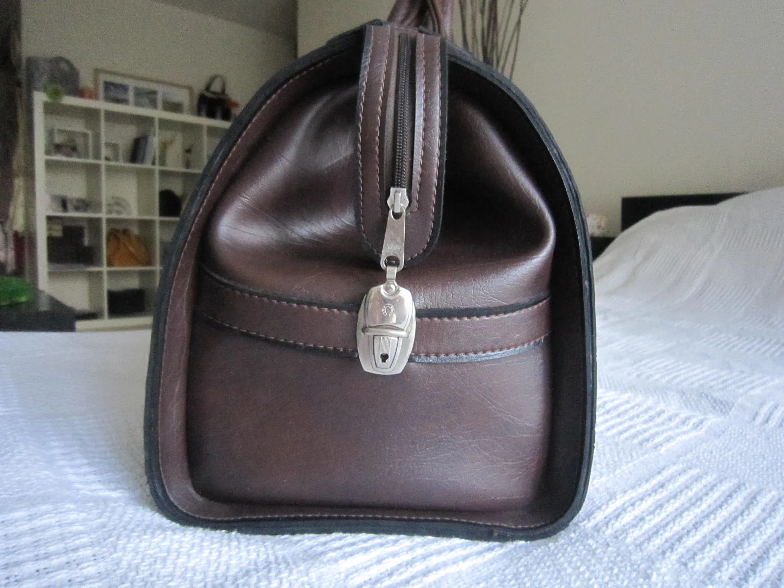 Vintage Large Brown Boston Bag — image 3