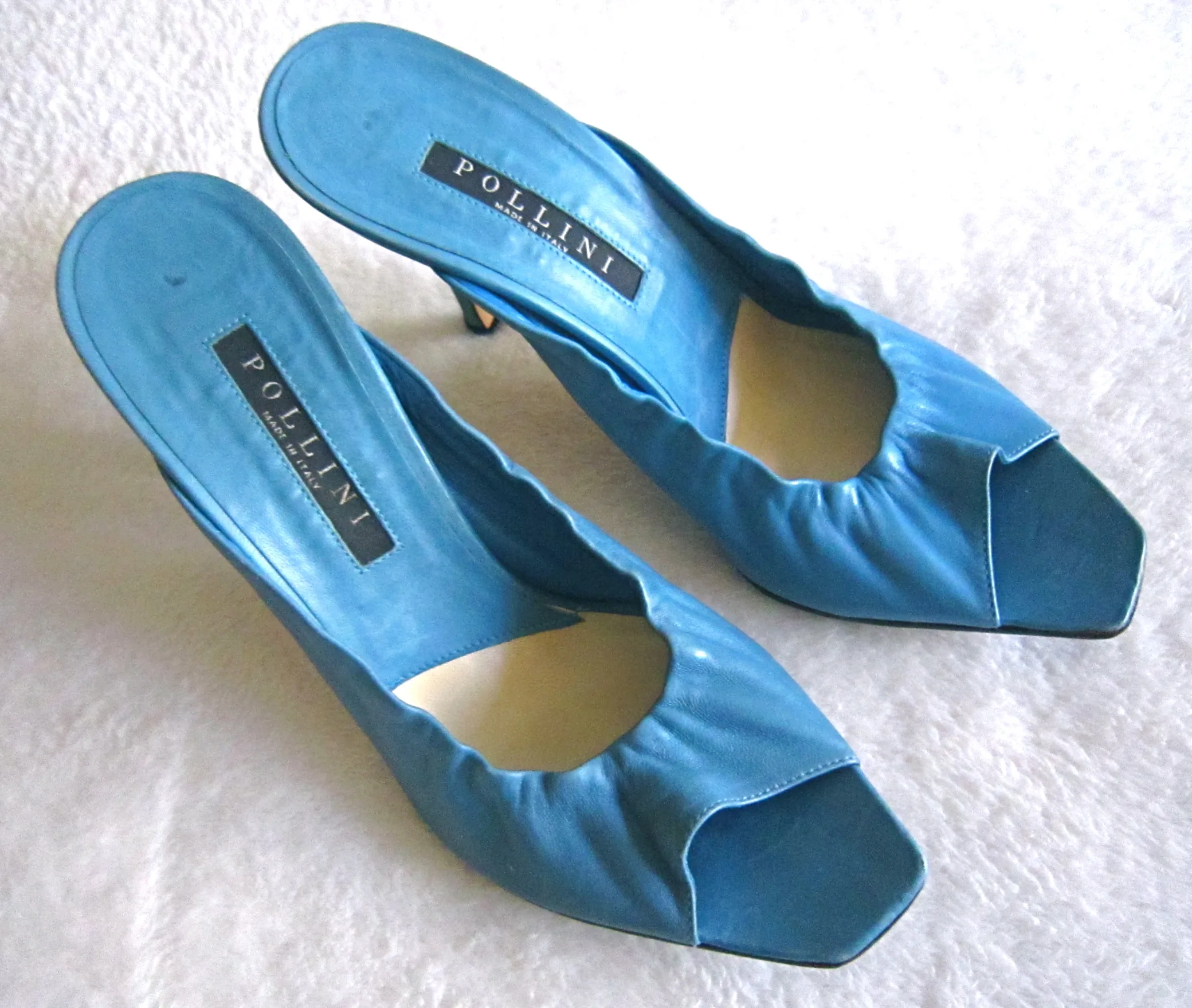 Pollini Blue Leather High Heel Mules/Size 38.5 — image 2