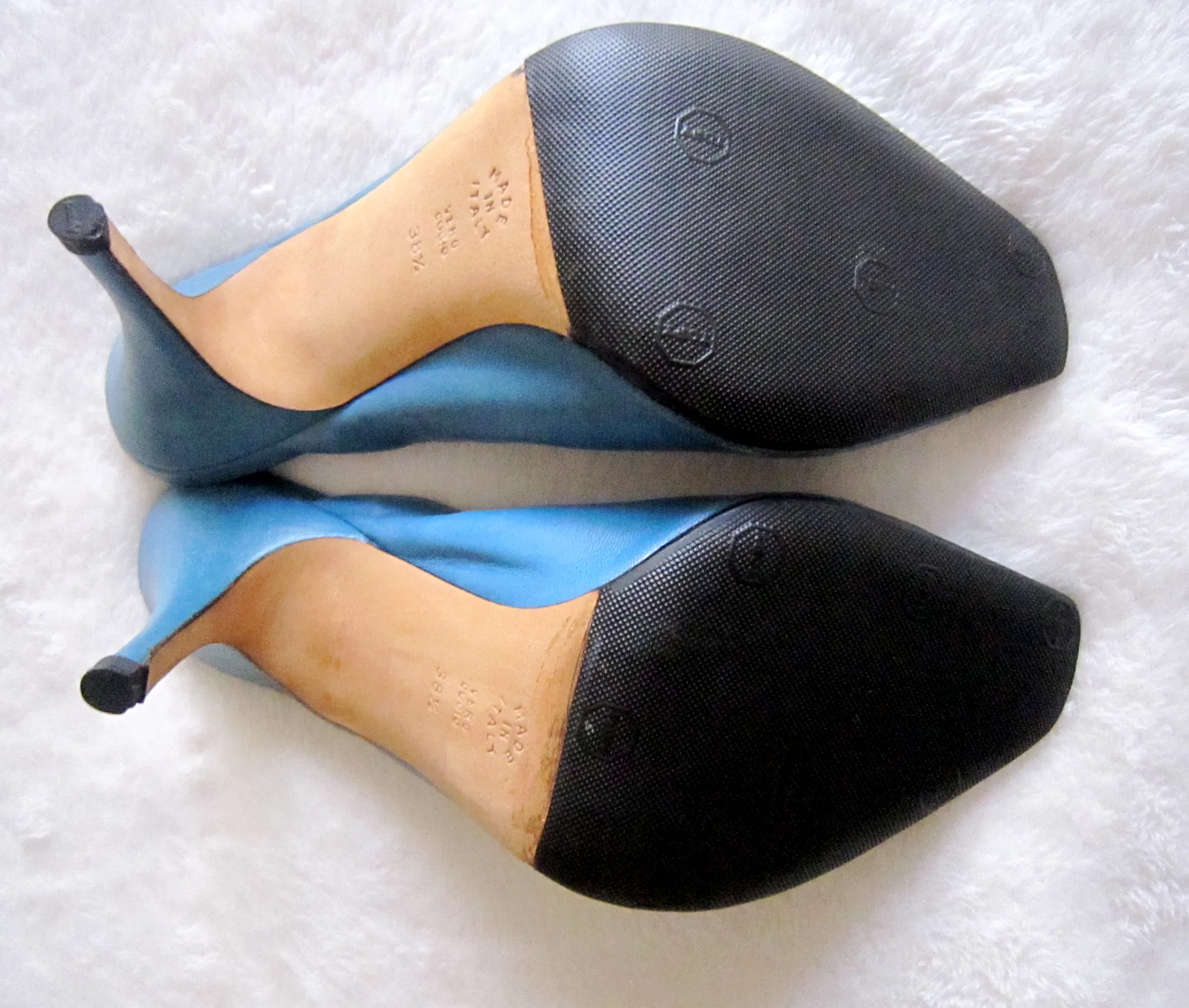Pollini Blue Leather High Heel Mules/Size 38.5 — image 5